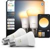 Pack de 2 ampoules LED connectées A60 - PHILIPS HUE - Lumière blanche - Culot E27 - 6W - 1000-2000k - 810 lumens