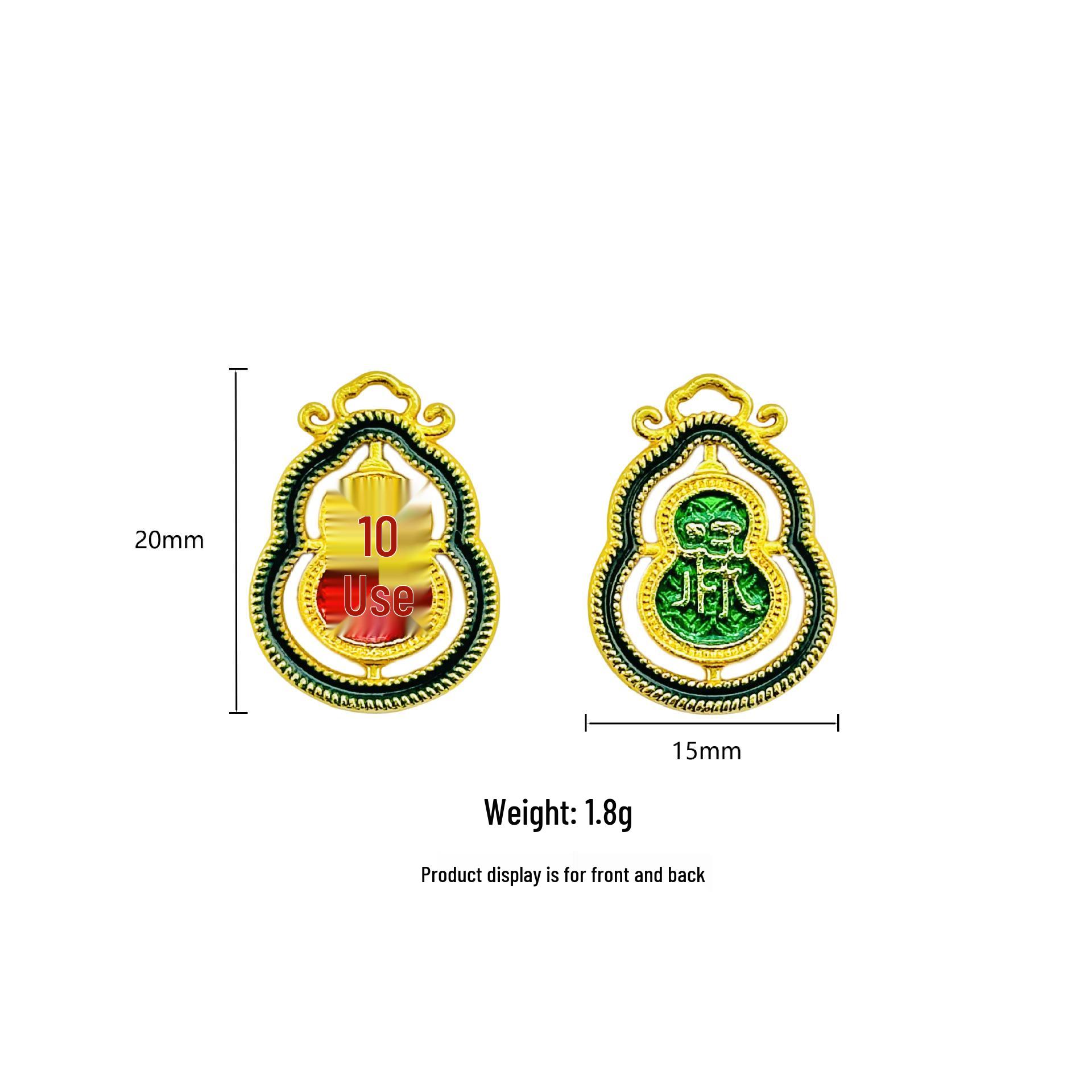 Chinese-Style Double-Sided Fu Lu Gourd Pendant for DIY Handmade Jewelry and Necklace Crafting