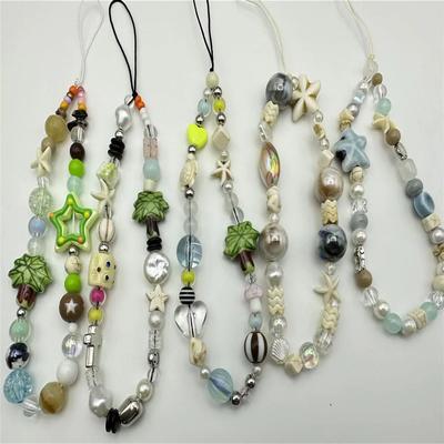 Star Pearl Beaded Phone Chain Hanging Cord Phone Charms Phone Strap Summer Handmade Mobile Lanyard Jewelry Gift