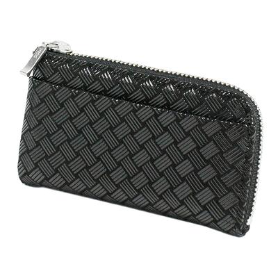 Indenya Inden Coin Purse F Coin Purse 05 Deerskin Black X Black Lacquer Ajiro Knitting Pattern 1005-01-158