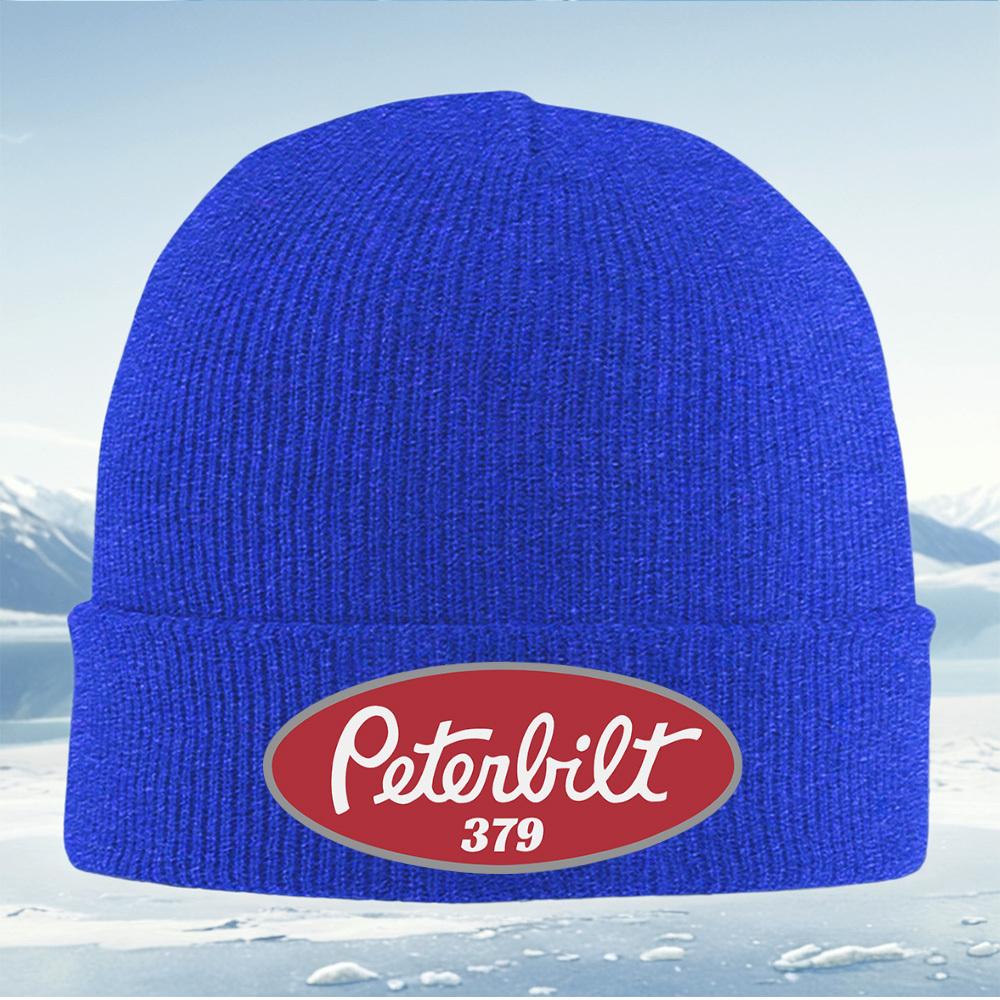 Peterbilt logo red oval design 379 Men Women Unisex Knitted Hat Beanie Pullover Cap Winter Thermal Warm Christmas Outdoor Cyclin