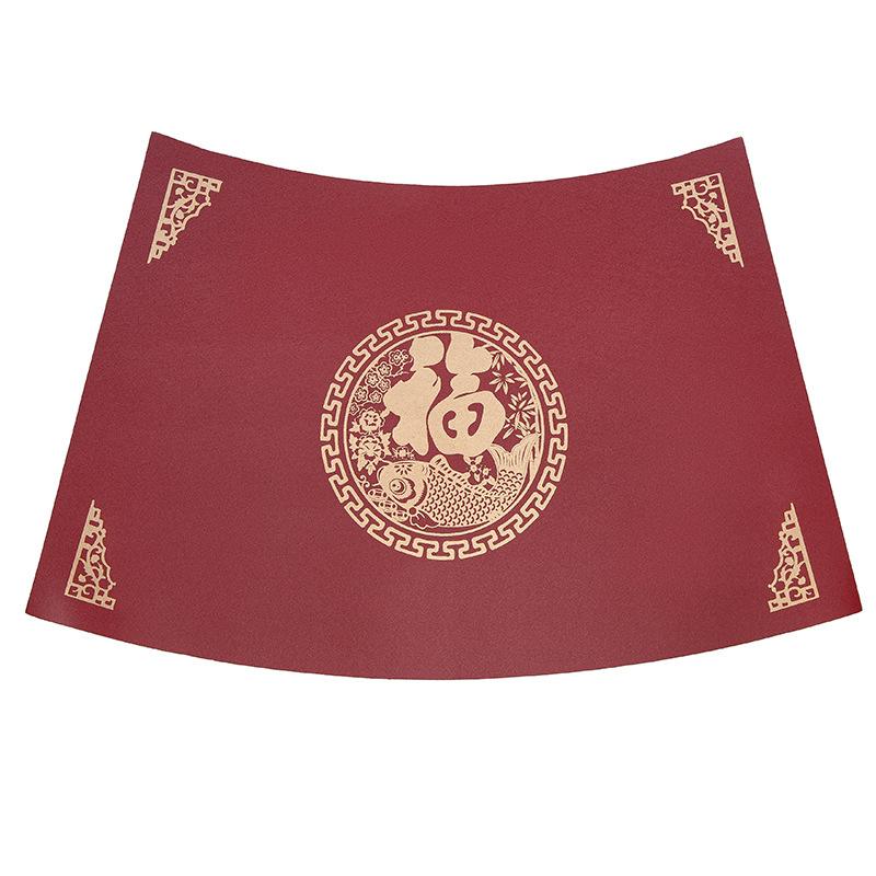 New Chinese restaurant Hotel round table leather placemat Western food mat Double-sided fan-shaped thermal insulation dining table mat Plate mat Fu