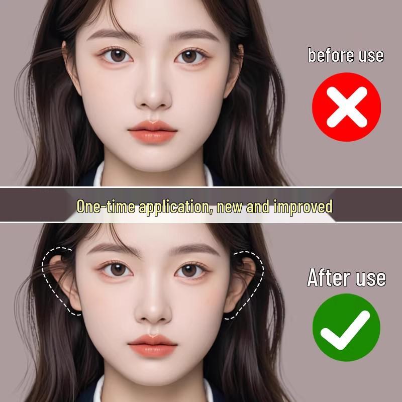 5D Stereo Elf Ear Stickers: Invisible Silicone Bone Support for Smaller-Looking Face, Skin Tone, Double Chip, Painless