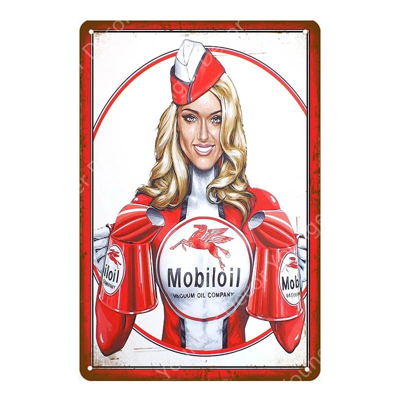 Vintage Texaco Motor Oil Signs Sky Chief Castrol BP Metal Poster Wall Art Painting Plate Garage Gas Gasoline Station Decor YJ