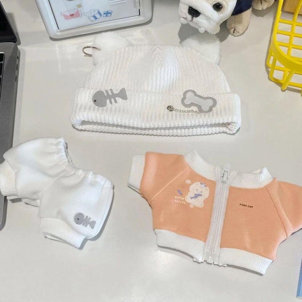 Süße Katzenjacke 20cm Baumwollpuppenkleidung Fischgrätenhose Baumwollpuppen-Outfit Mini Mehrfarbiges Puppenkleidungsset Kindergeschenk