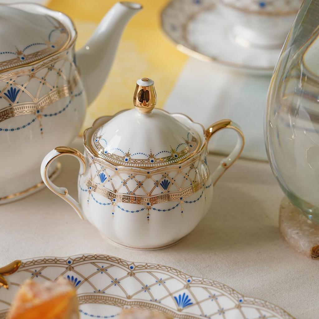 NARUMI Prima Donna Sugar Pot, 13cm, Gold, Made in Japan, Stylish, Gorgeous, Elegant, with Lid, Gift Boxed, 52476-4213