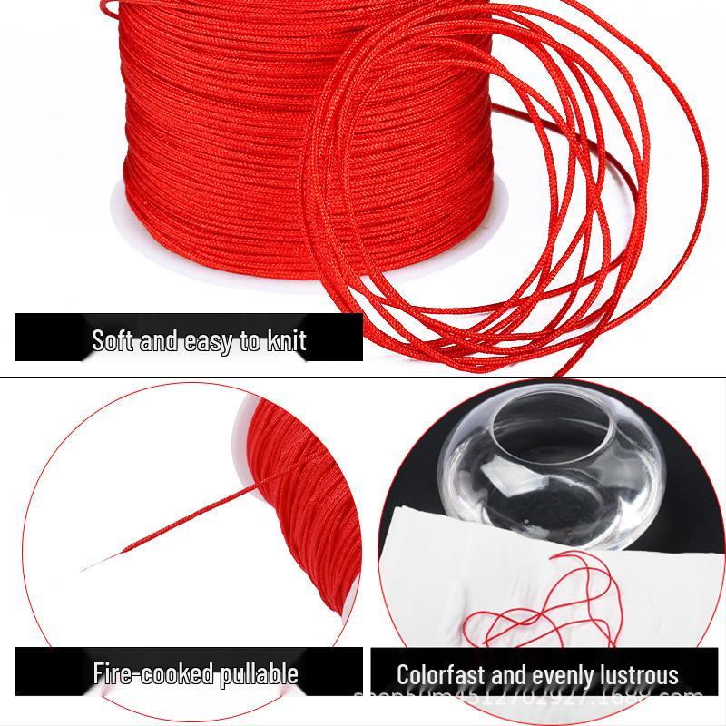 No. 72 Linea Giada, 50m, Corda per Gioielli Fai-da-Te Intrecciata a Mano, Cordino Rosso con Perline di Giada di Taiwan