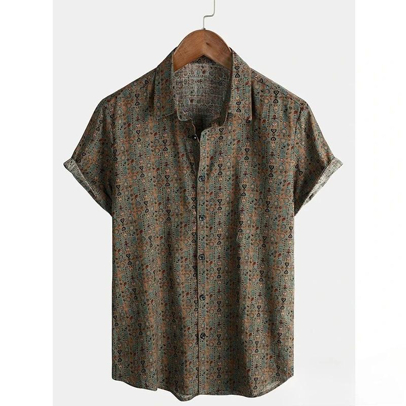 

2025 Новая мужская рубашка Полиэстер Мода Повседневная Графическая Пляжная рубашка Летняя Повседневная С коротким рукавом Оверсайз Свободная Гавайская рубашка Топы 5XL