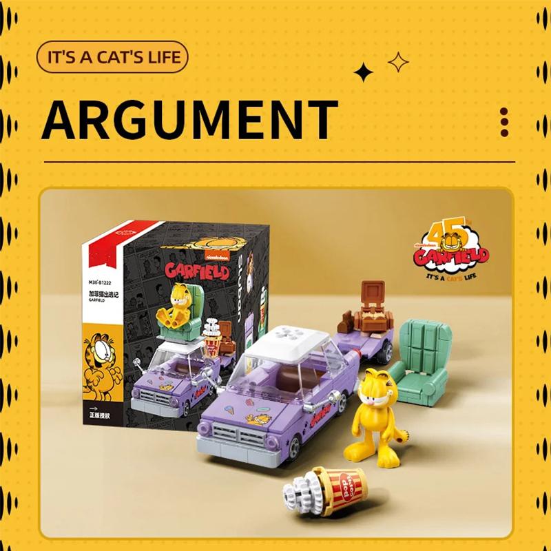 Non-Toxic Garfield Car Building Blocks City Magic Cartoon Cat Anime Figures Collection Dispaly Model Diy Bricks Toys For Kid Birthday Gift