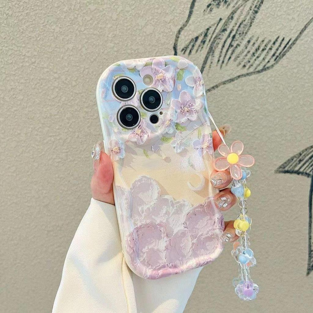 Oil Painting Flower Chain Lanyard Phone Case for Xiaomi Mi POCO M6 X6 X5 F3 F4 M3 M4 X4 GT X3 NFC 14 Pro 11 Lite 5G NE 12T 12