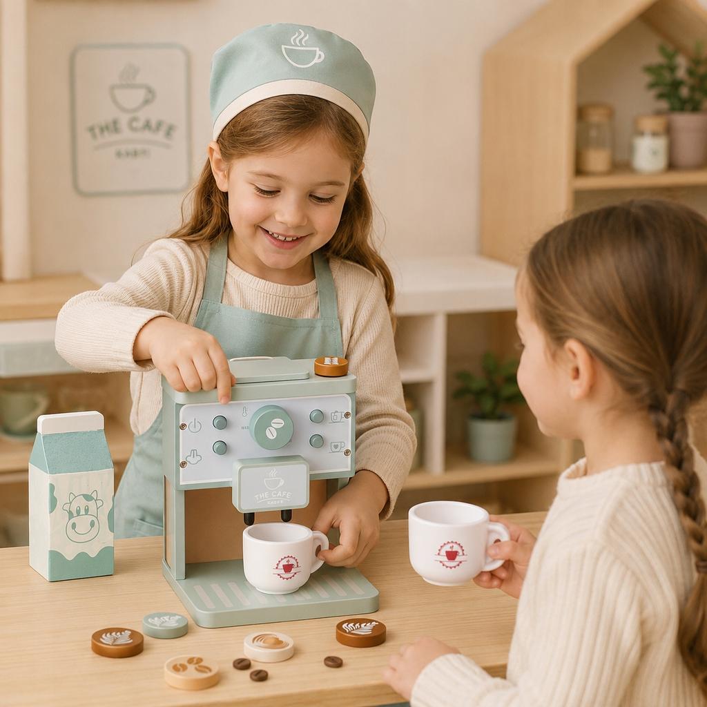[PACZB] Wooden Pastel Coffee Maker + Accessories Z3409