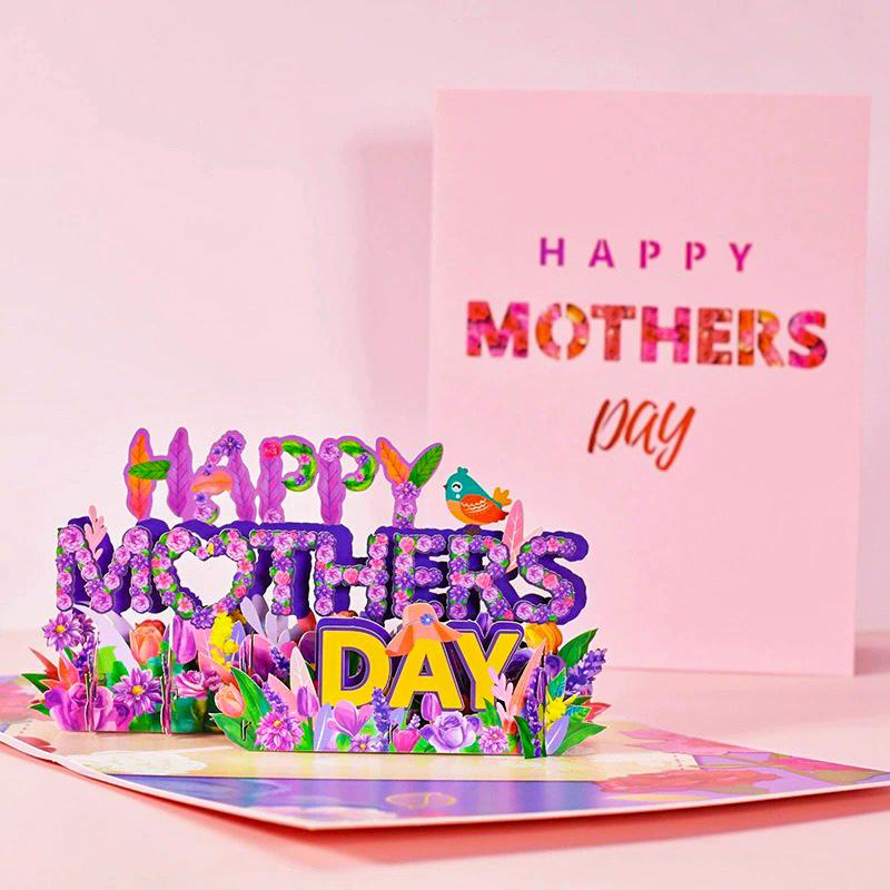 3D Creative Bouquet Gift Card For Mother Father Wife Friends Blessing Card Gift For Mothers Fathers Day Thank You Greeting Cards