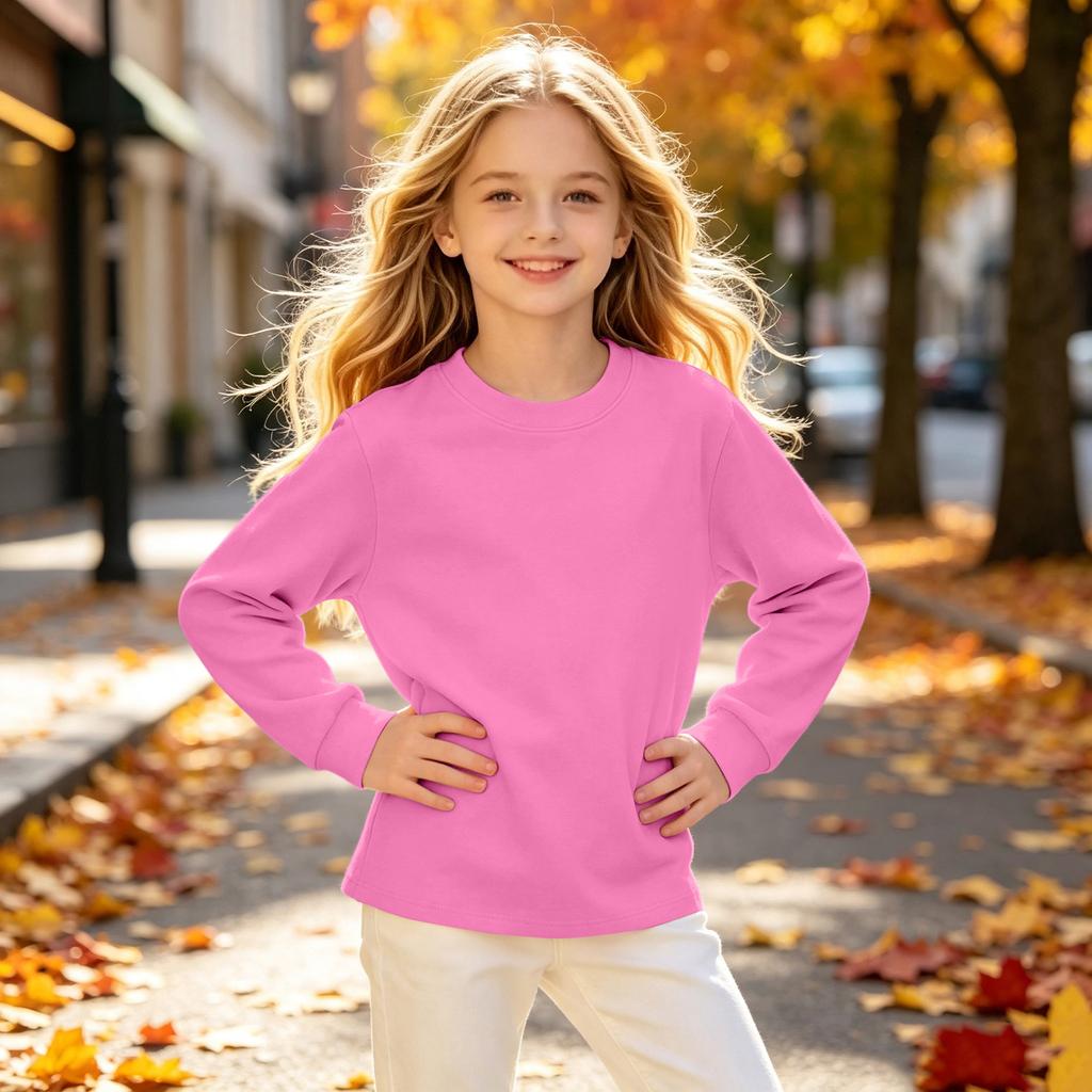 Boys and Girls Long Sleeve Neck T-Shirt, Color, Casual and Comfortable