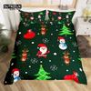 Christmas Duvet Cover Cartoon Snowman Deer Reindeer Bedding Set Twin Size Microfiber Cute Gingerbread Stocking Comforter Cover