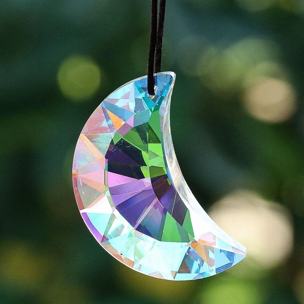 50mm Rainbow Maker Half Moon Glass Prism Suncatcher Crystal Prisms  Sunlight Collection