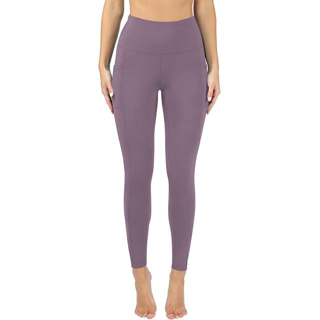High Waist Fleece Lined Yoga Pants Women Thermal Thick Sweatpants Purple