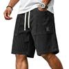 Pantaloncini Casual da Uomo in Velluto a Coste con Coulisse in Vita e Stampa con Lettere Applicate, Vestibilità Rilassata, Lunghezza al Ginocchio, per l'Uso Quotidiano