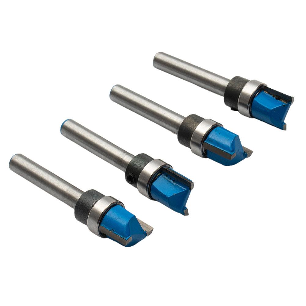 4STuks 1/4 Schacht Sjabloon Frees Houtfrees Bit Rechter Vlakfrees Trimmer Schoonmaken Flush Trim Pen Gat Frees Voor Houtbewerking