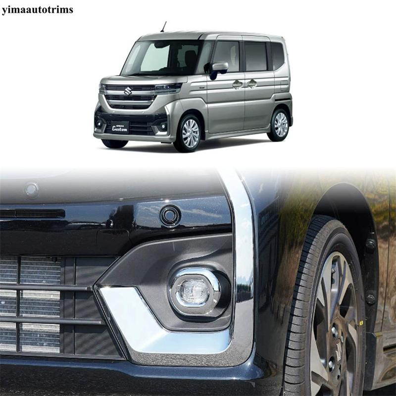 Front Rear Bumper Fog Light Lamp Frame Decoration Cover Trim ABS Chrome Accessories For Suzuki Spacia  MK54S MK94S 2024 20