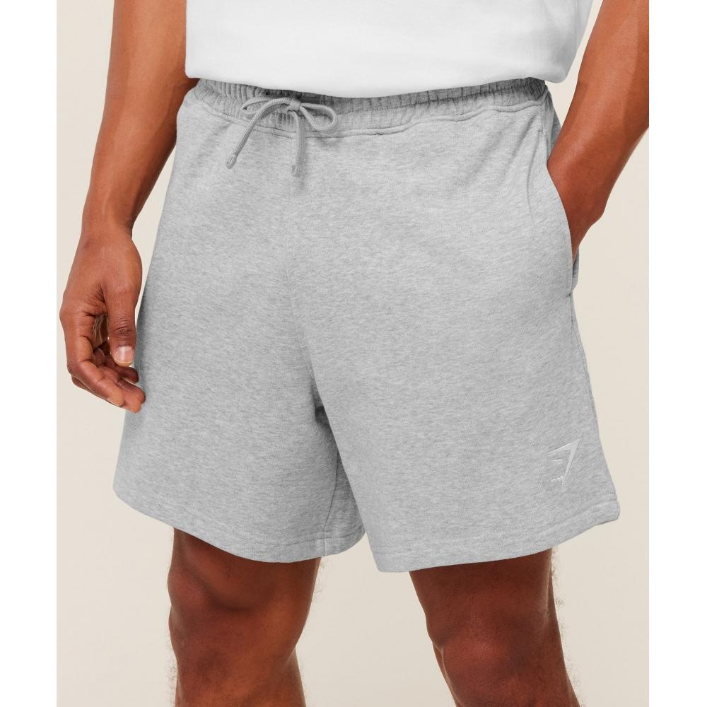 Gymshark Crest Shorts Light Grey Core Marl A4c6x Gbcn