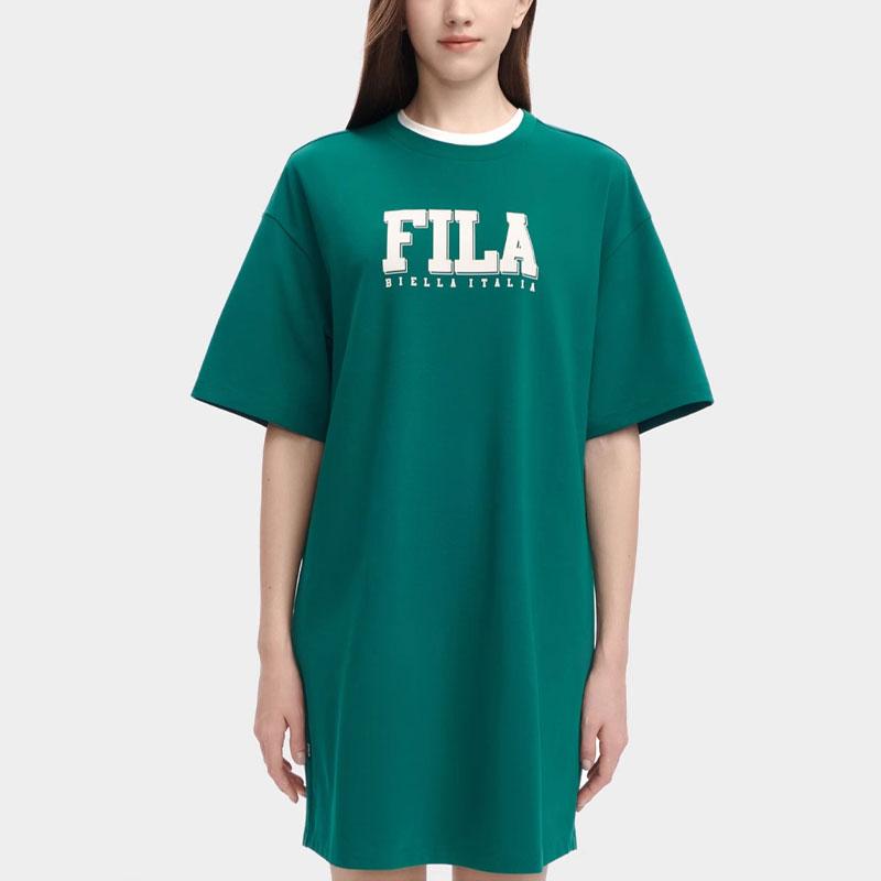 

New FILA Short Sleeved Dress Women s Cat s Eye Stone Green F51W429315ATQ M