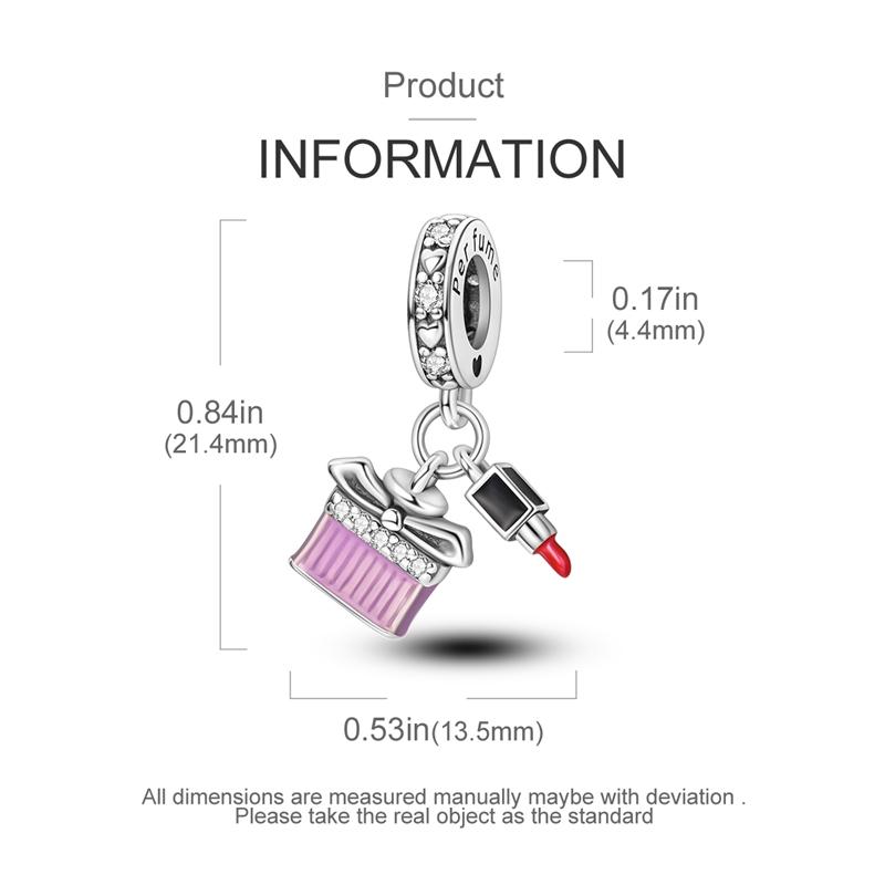 Charm Bead Charms Copper Pink Perfume Bottle Lipstick Pendants Compatible With Plata Authentic Bracelets Women Jewellery Making Gifts