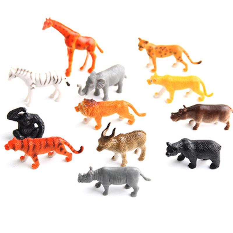 12 моделей игрушек животных, имитация трубы, статичные игрушки Animal World Wildlife для детей