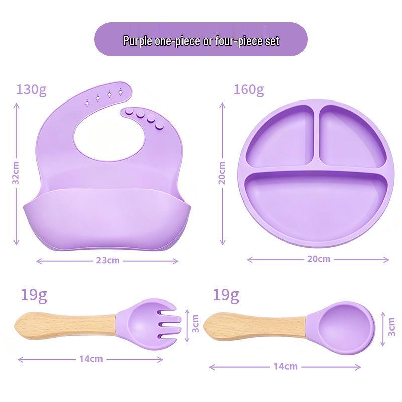 Children's Silicone Cutlery & Dinner Set: Bib, Spoon, Fork, Smiley Plate, and Bowl