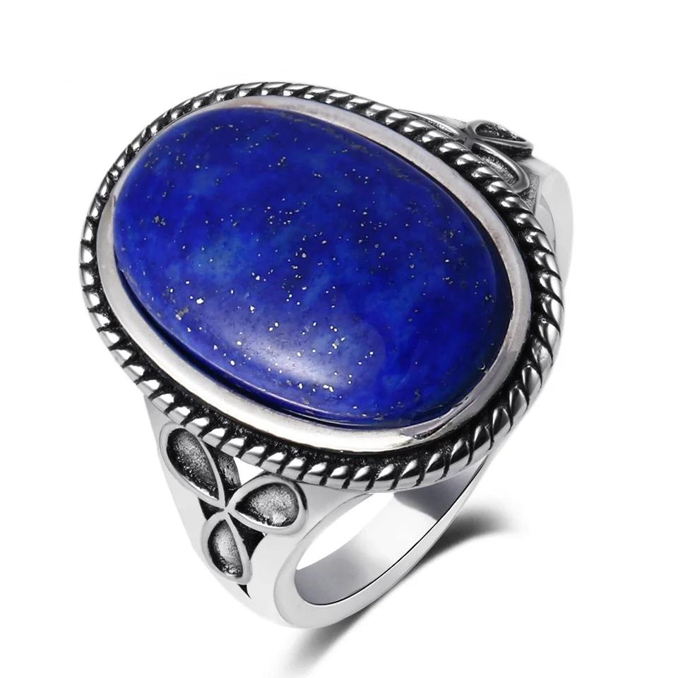 S925 Sterling Silver Retro Natural Labradorite Flower Rings Jewelry Silver Large Tiger Eye Engagement Wedding Gift for Women
