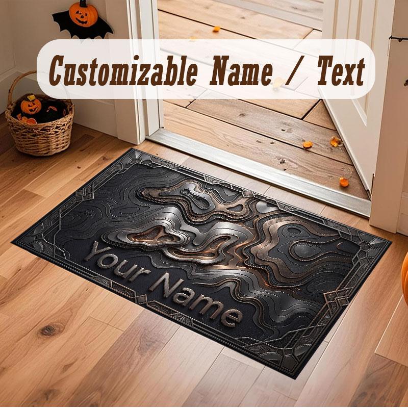 Abstract Geometric Theme Crystal Velvet Floor Rug Personalized Custom Name Text Warm Carpet Home Decoration