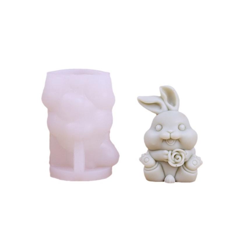 1PC 3D Bunny with Broken Shell Aromatherapy Candle Silicone Mold Easter Rabbit Home Decor DIY Craft Plaster Clay Making