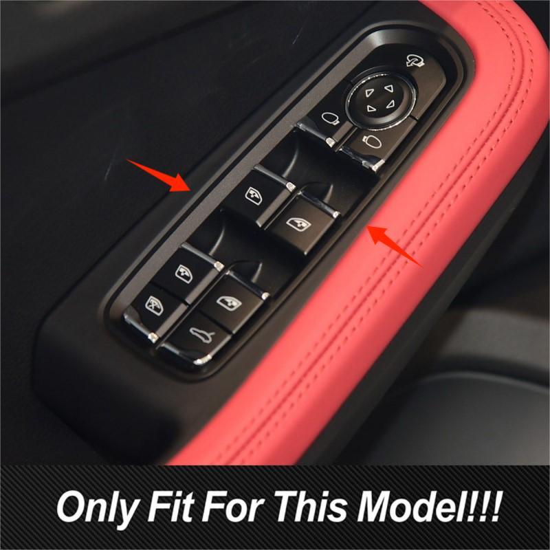 For Porsche Macan 2014-2017 Car Door Window Glass Lifting Buttons Panel Frame Red Decoration Trim Interior Accessories Stickers