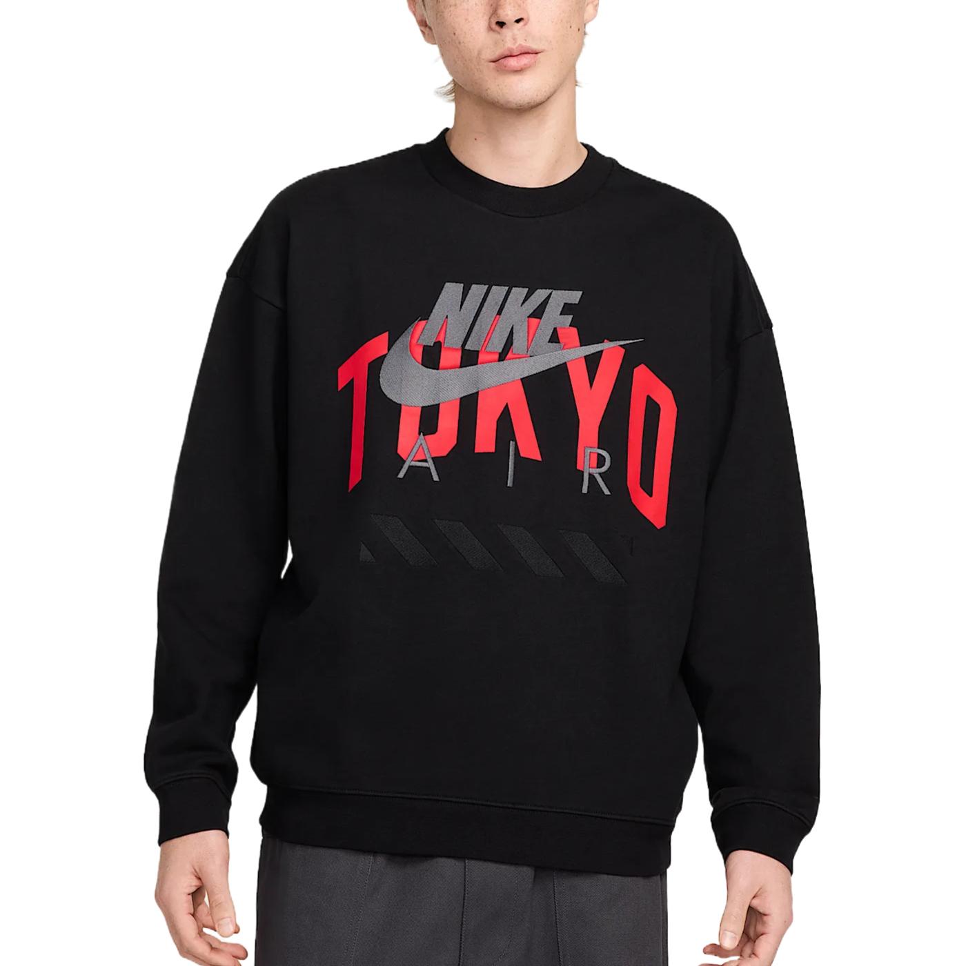 

New Nike Air Tokyo Men s Fleece Crew HQ1105-010 L