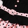 Retro Colorblock Polka Dot Short Sleeve Dress with Turn-Down Collar - Elegant Spring/Summer Style