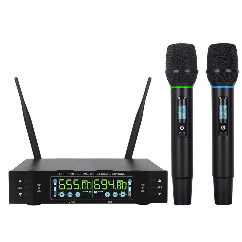 Dual Metal True Diversity Infrared Frequency Wireless Microphone for Meetings and Family KTV