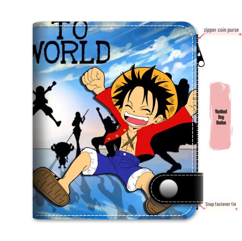 Portmonetka na monety i etui na karty zapinane na zamek błyskawiczny z motywem One Piece