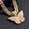 Cuban Chain Necklace European and American Cross-border Jewelry Punk Exaggerated Diamond-encrusted Big Butterfly Necklace