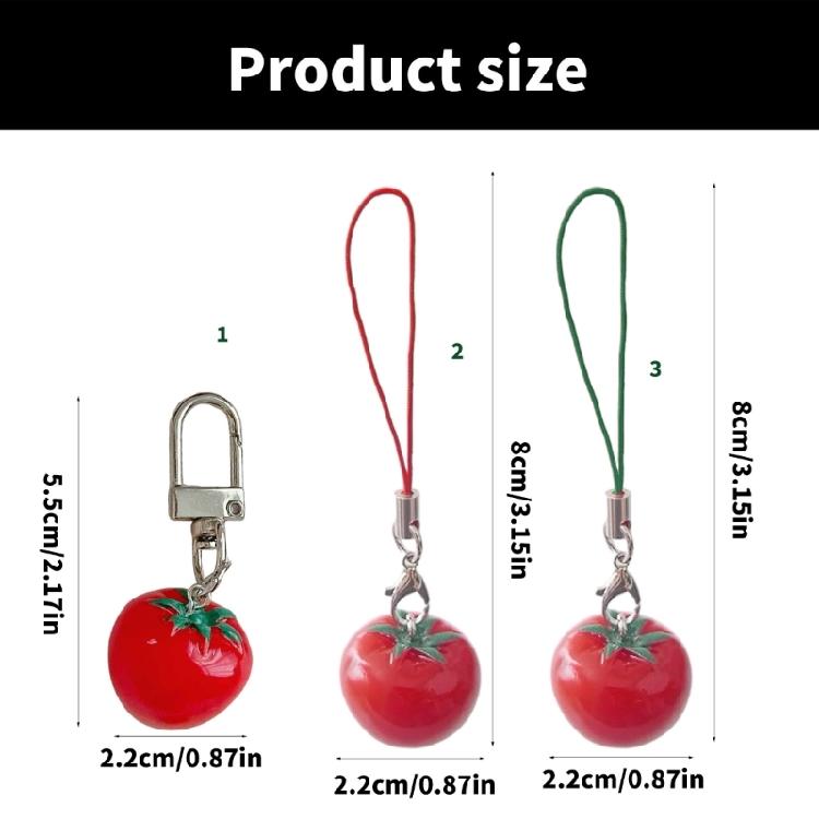 Novelty Tomato with Leaf Girl Keychain Charm Pendant Accessory for School Travel and Everyday Styles Daily Casual Use