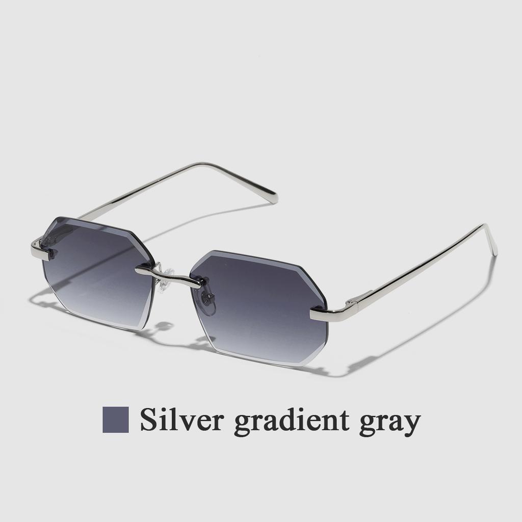 Ruiao Sunglasses Men Brand Designer Fashion Rimless Sun Glasses Shades Diamond Cut Lens Ladies Frameless Metal Eye glasses
