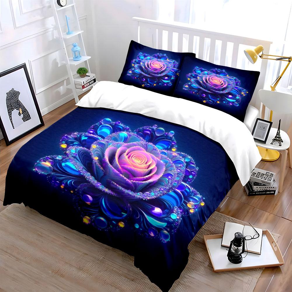 Elegant Floral-Themed Decorative Set Kid'S And Adults' Bedroom Decor, Exquisite Three-Piece Bedding Set Gift