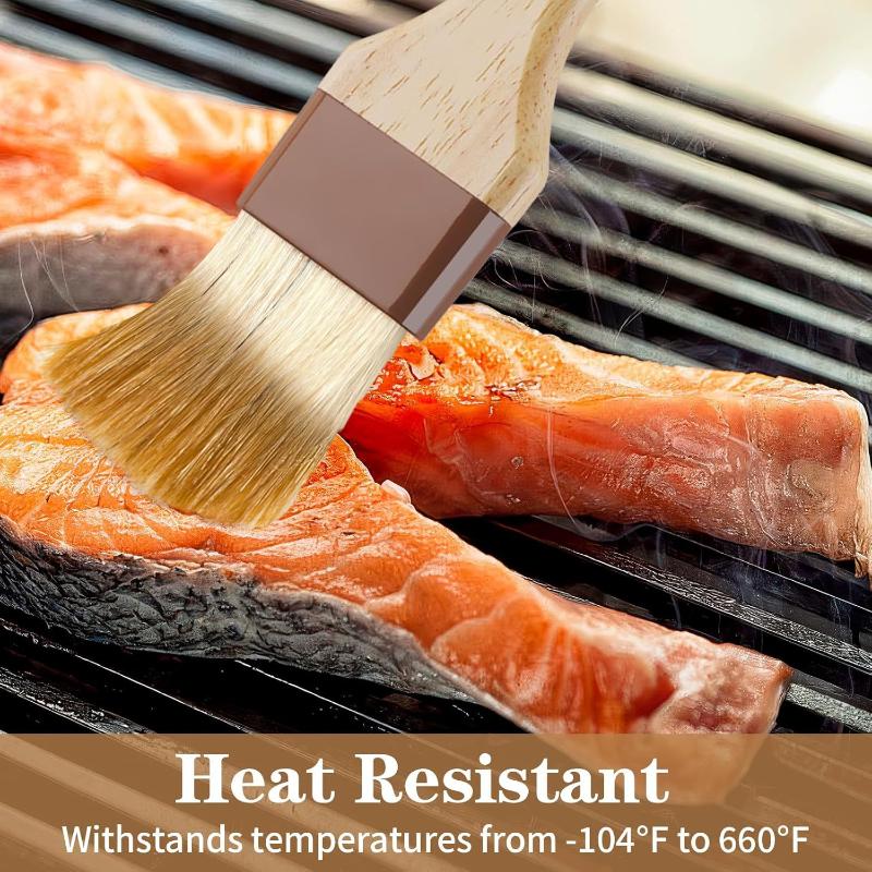 Kitchen Cooking Brushes Barbecue Oil Brush Wooden Handle Bristle Brushes Flat Pastry Baking Brush