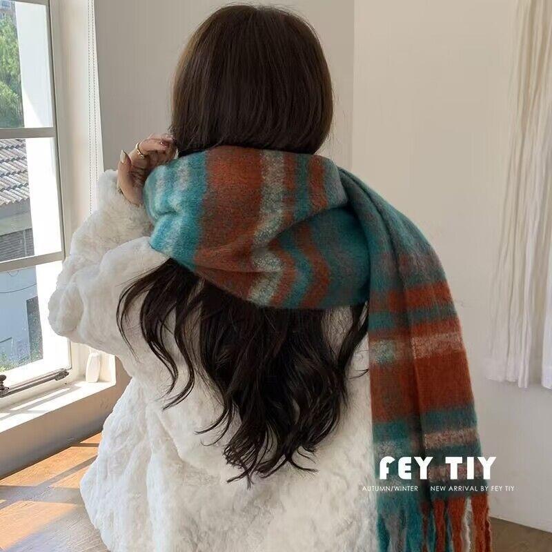 Imitation mohair scarf female winter student warm versatile fashion patch scarf shawl male