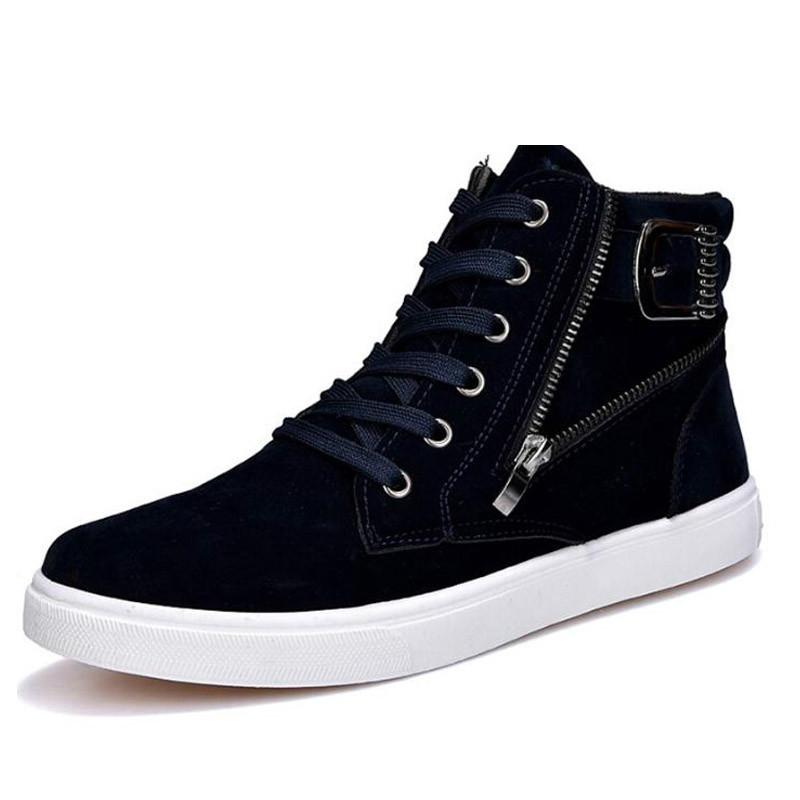 

Модные осенне-зимние высокие мужские ботильоны, повседневные туфли из парусины, мужская обувь, застежка-молния, балетки, кроссовки, обувь 2024 10 синий