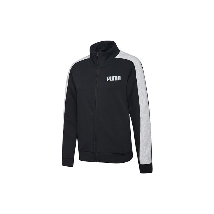 (WMNS) PUMA CONTRAST Stand Collar Color Matching Sweatshirt Black Women s 845161-01 M