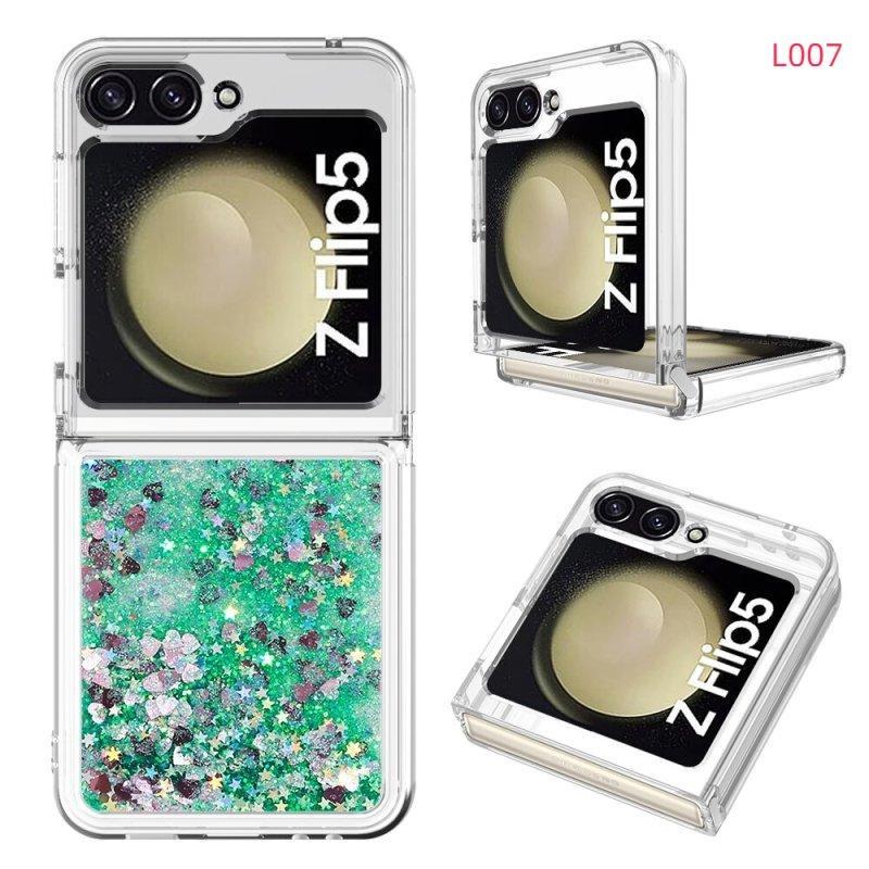Luxuriöse Bling Quicksand transparente Handyhülle für Samsung Z Flip 5, Silikon-Glitzer-Anzug für Samsung Galaxy Z Flip 4 Flip3, stoßfeste Abdeckung