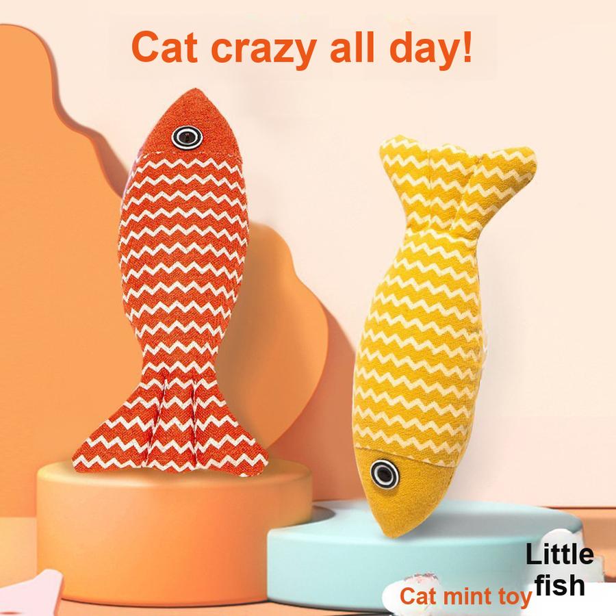 Self-Play Catnip Plush Simulation Fish Kitten Chewing Toy Cat Teaser Stick Pet Cat Supplies