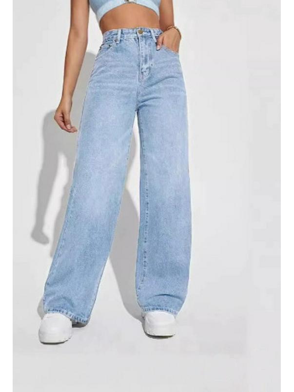 Washed Retro Straight Leg Loose Jeans for Women - Casual Versatile Fashion Long Pants