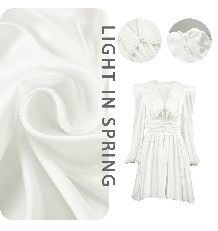 Summer new French court style satin dress V-neck bubble sleeve retro tutu skirt temperament women's clothing