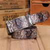 Men's Snake Print Leather Belt with Automatic Buckle - Cowhide, Korean Style for Business
