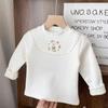 Winter Girls Warm Pullover 2-8 Years Old Children Plush Half High Collar Top Girl Embroidered Knitted T-shirt